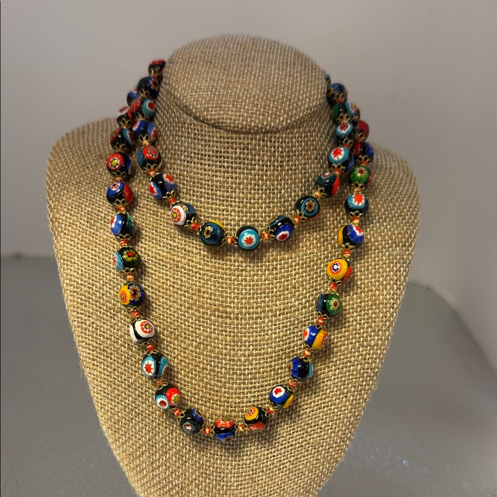 Vintage Venetian Marano Glass Colorful Beaded Necklace - Picture 2 of 13